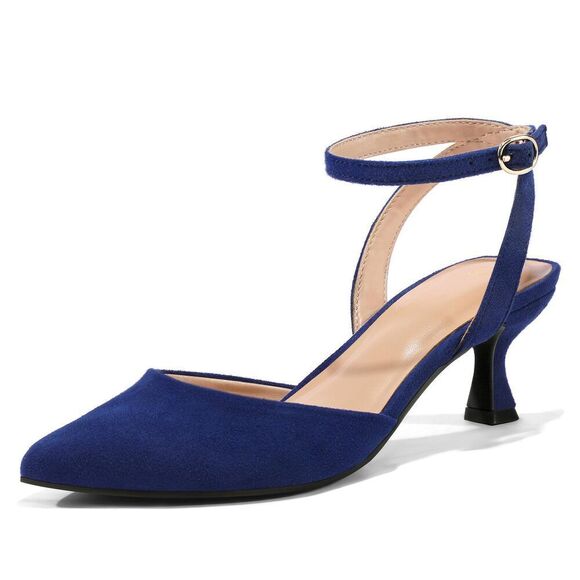Mysoft Women's Pumps Shoes Ankle Strap 2 Inch Kitten Heels Sexy Pointed Toe Wed - Picture 1 of 8